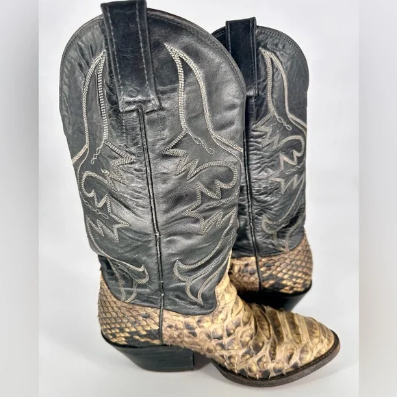 Snakeskin Cowboy Leather Boots Women’s 7-7.5US Vintage - Picture 8 of 10